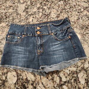Refuge Women Size 6 Blue Jean Shorts Mid Rise Tiny Mark See Pics EUC Y2K